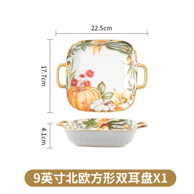 Nordic Pumpkin-Style Bowl and Plate Set, European Ceramic Dinnerware, High-End Aesthetic, Light Luxury Japanese Ceramic