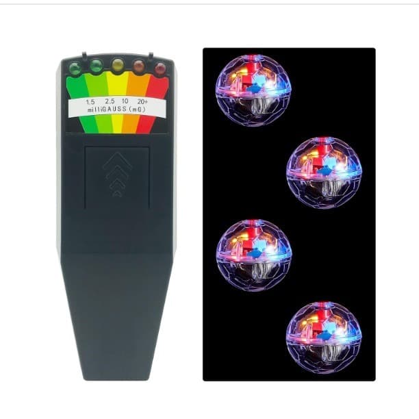 Home and Office Electromagnetic Field Detection Kit with 1 EMF Meter and 4 Motion-Activated Light-Up Cat Balls