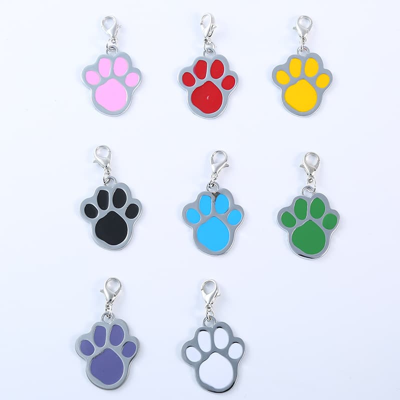 Hot Sale Laser Engraving Tag Metal Pet Collar Tag 8 Color Dog Tag Footprint Decoration Pendant for Cats and Dogs