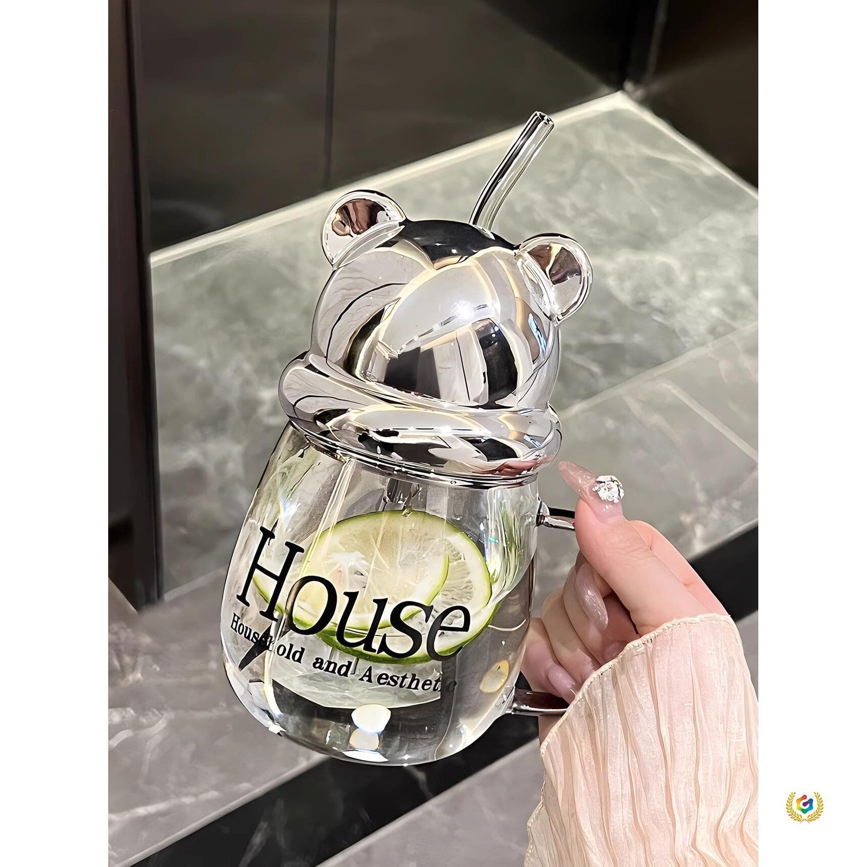 High-Appearance Water Cup for Women 2024 New Model Office Couple Glass Cup Drinking Cup Coffee Cup Trendy Straw Cup