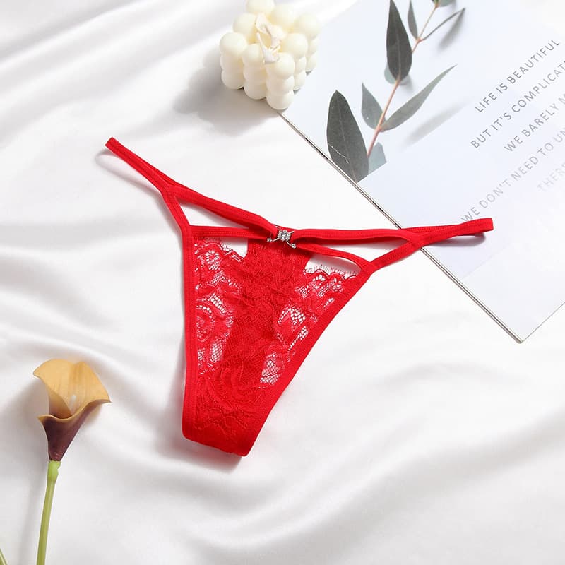 Sexy Lace Jacquard Women's Thong T-Back Transparent Sexy Thong Nude Passion Underwear Women 9703 #