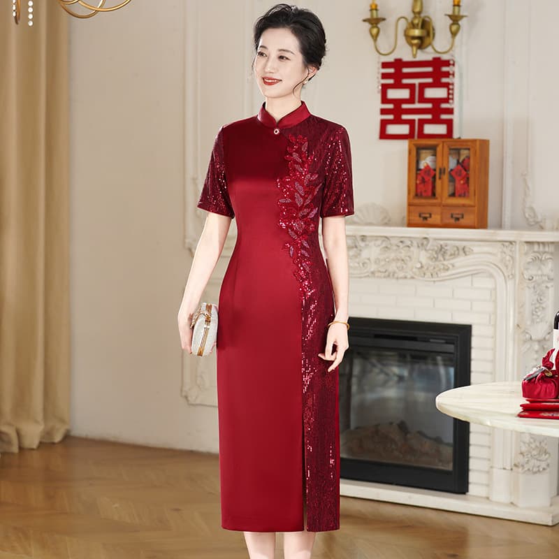 Mother of the Bride Wedding Banquet Dress High-End Light Luxury Summer New Style Improved Cheongsam Evening Gown