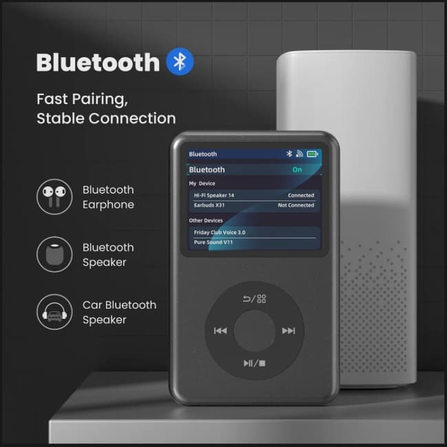 128GB large memory MP3 player Bluetooth 5.0 portable music playback supports multiple formats Bluetooth version
