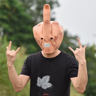 Middle Finger Disrespect Headgear Halloween Prank Mask Bar Performance DJ Gag Funny Prop