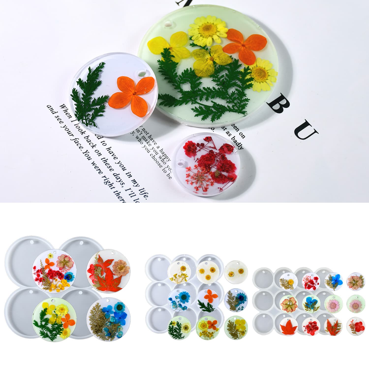 Triumphant DIY Drop Mold 9-12 Multi-Specification Round Pendant Silicone Mold Bag Key Chain