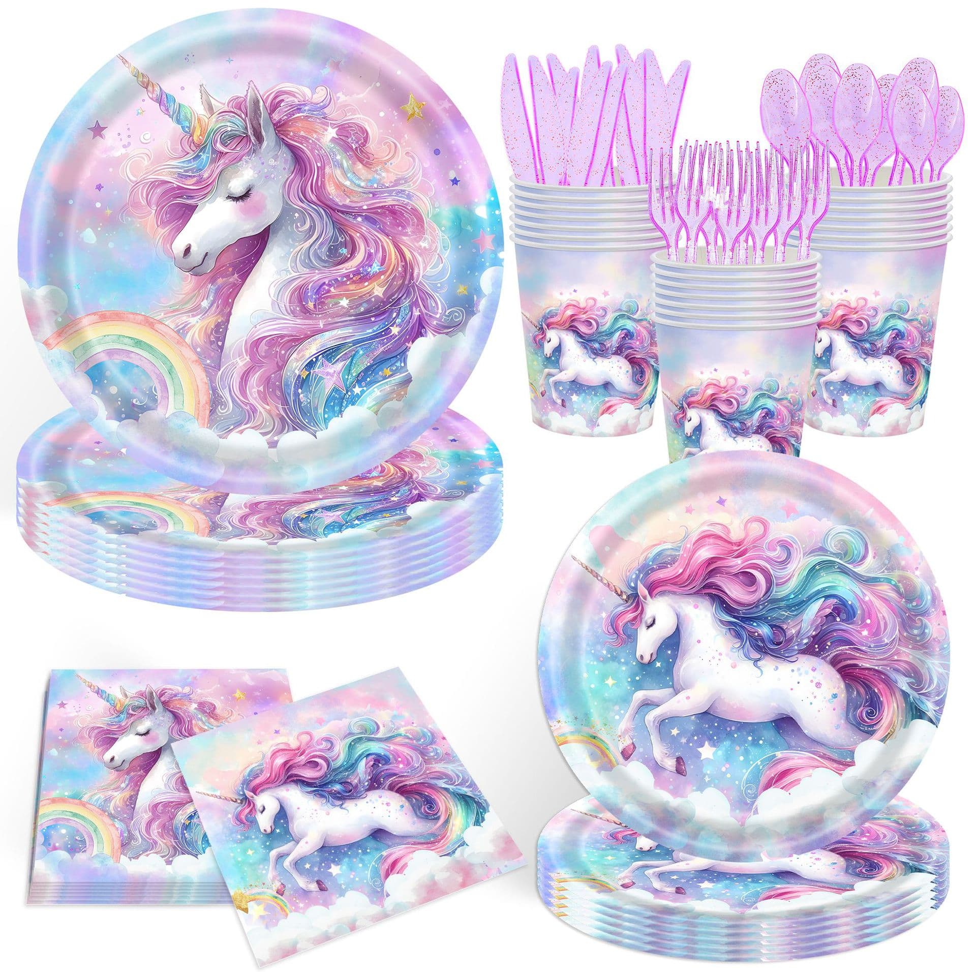 New Fantasy Unicorn Theme Party Supplies Birthday Party Atmosphere Decorative Tableware Birthday Arrangement Supplies