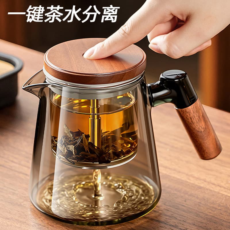 Elegant cup teapot household one-touch tea and water separation press type 2026 new all-glass liner tea cup