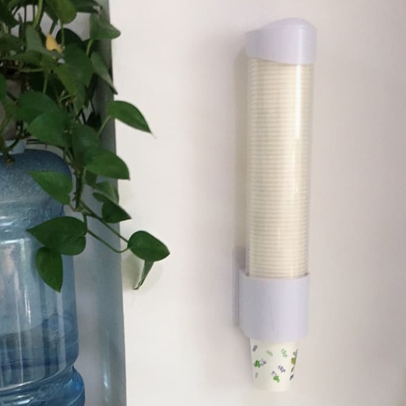 Large bubble tea shop non-drill paper cup holder, disposable soy milk/coffee cup dispenser wall mount auto-drop rack