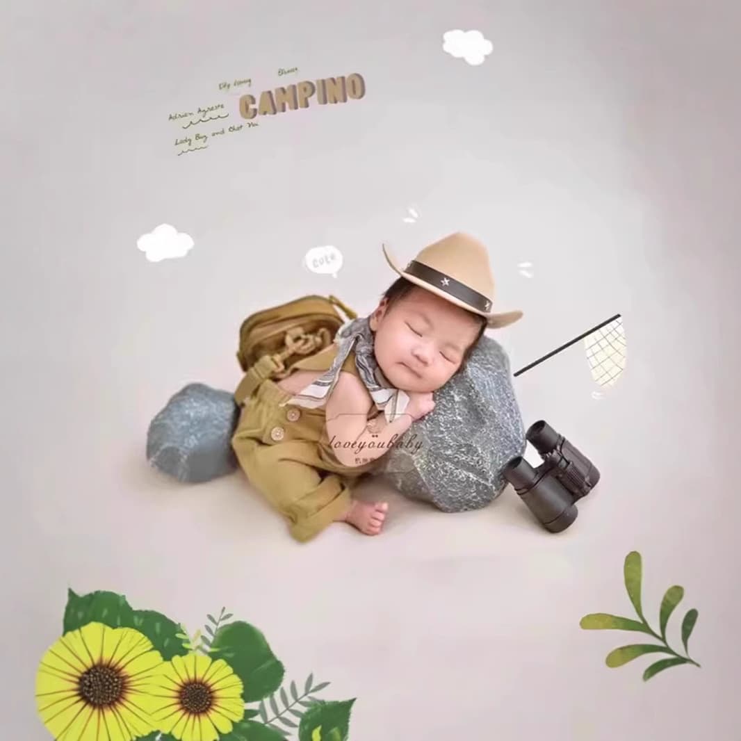Cross-border new newborn photography clothing baby photography hat overalls tool bag suit overalls style