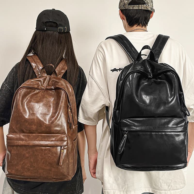 YX Unisex Large Capacity Retro Soft Leather Backpack for High School and College Students, Travel Bag, School Bag, Cross-Border Trade