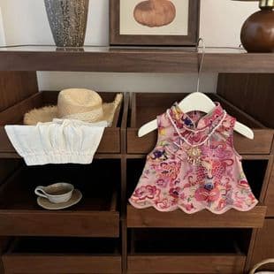 【Tianxiao Si】Good Fortune Koi! New Chinese Style National Trend Qipao Vest and Wide-Leg Pants Set for Baby Girls