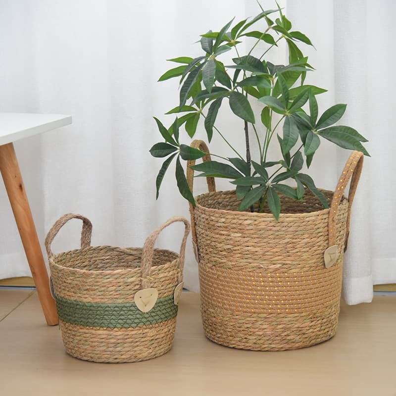 Woven Grass Plant Pot Rattan Large Flower Basket Green Plant Home Potted Indoor Balcony Bonsai Decorative Storage Basket