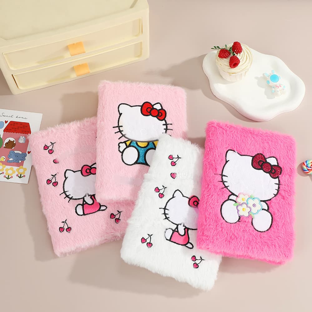 Japanese-Style Cartoon Plush Luminous Notebook Kt Cat Planner Creative Student Stationery Notebook Wholesale