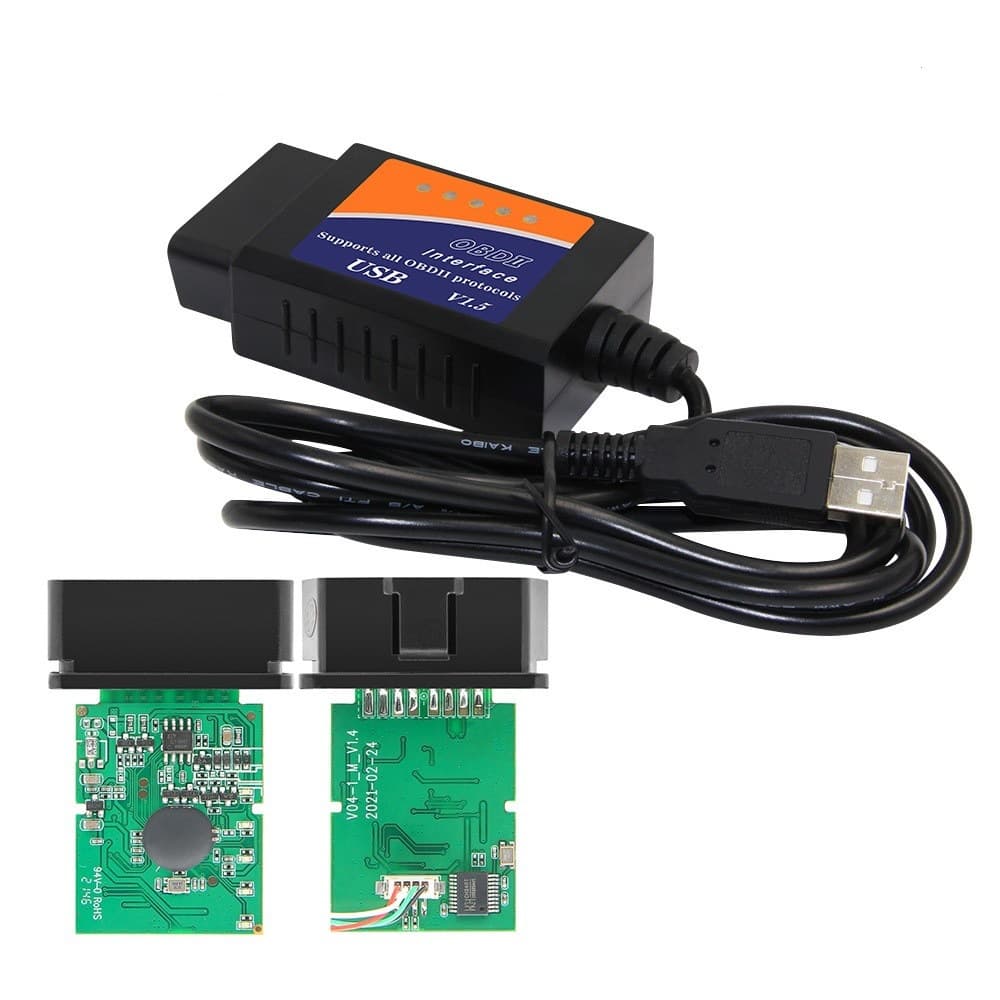 ELM327 USB V1.5 OBD2 Scanner with CD Manual OBDII Car Fault Detection