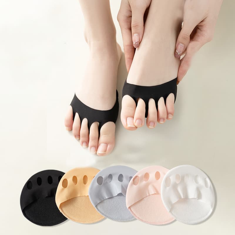 Cross-border Spring/Summer Five-Toe Socks Sandal Socks Women's Half-Length Invisible Socks with Forefoot Pads Open Toe Socks Anti-Slip Socks