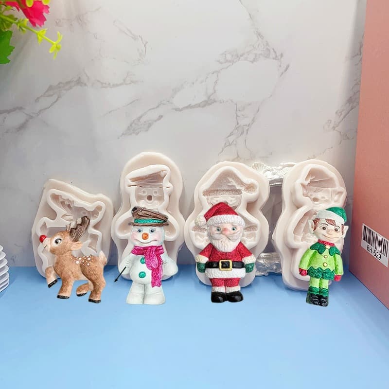 New Christmas Silicone Mold DIY Santa Claus Reindeer Chocolate Cake Decoration Fondant Baking Mold