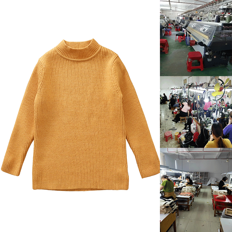 Custom sweater processing based on provided images and samples, children's versatile base layer, kids' mid-high neck knit sweater