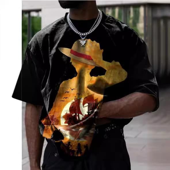 Oversized Anime 3D Print Men's T-Shirt Summer Casual Top Breathable Loose Retro High Street Short Sleeve T-Shirt Source