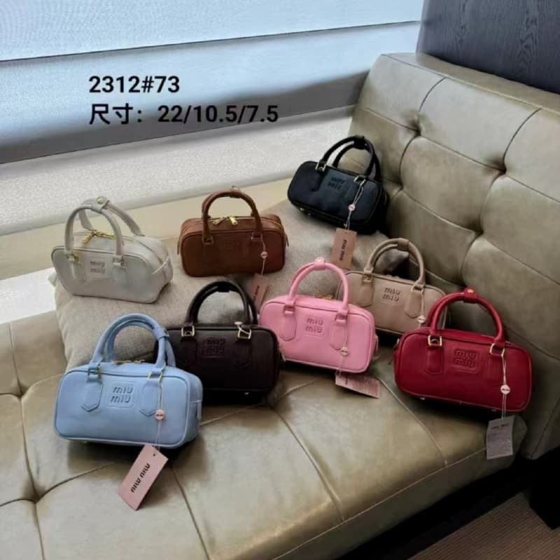 Zhang Yuanying Same Style Miu Home Bowling Boston Pillow Bag Fashion Versatile Large Capacity Handheld Crossbody Bag for Women