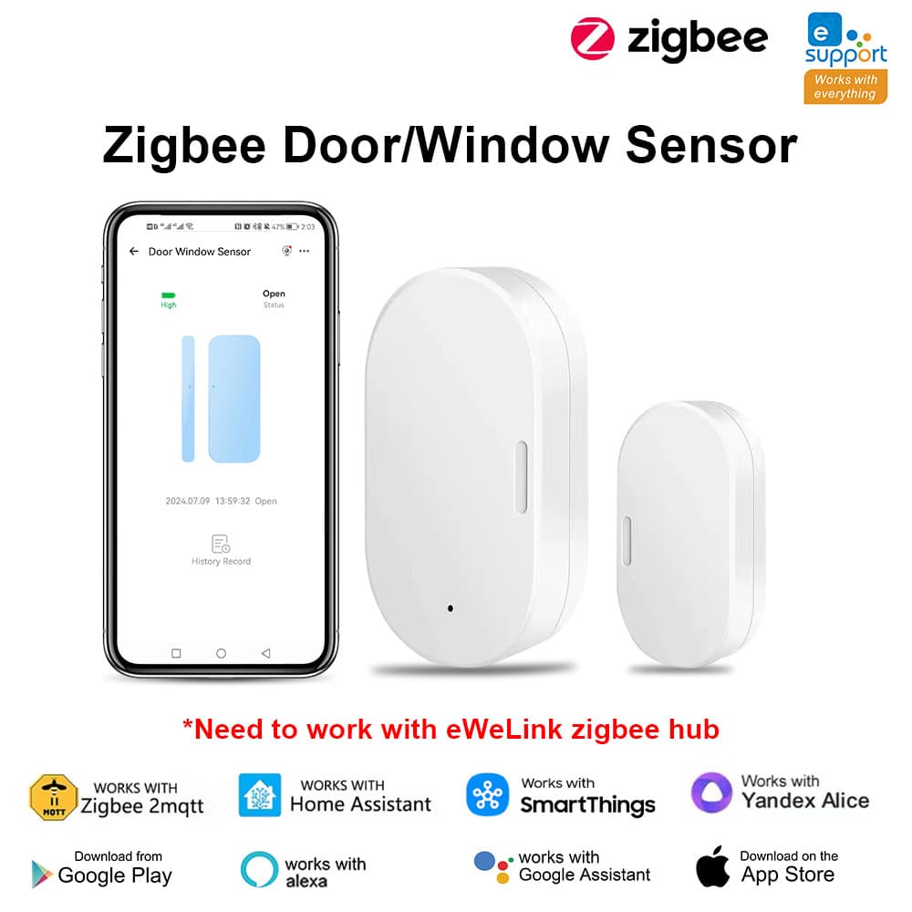 eWelink Door Sensor, Zigbee Door Sensor Supports MQTT, Home Assistant, Alice
