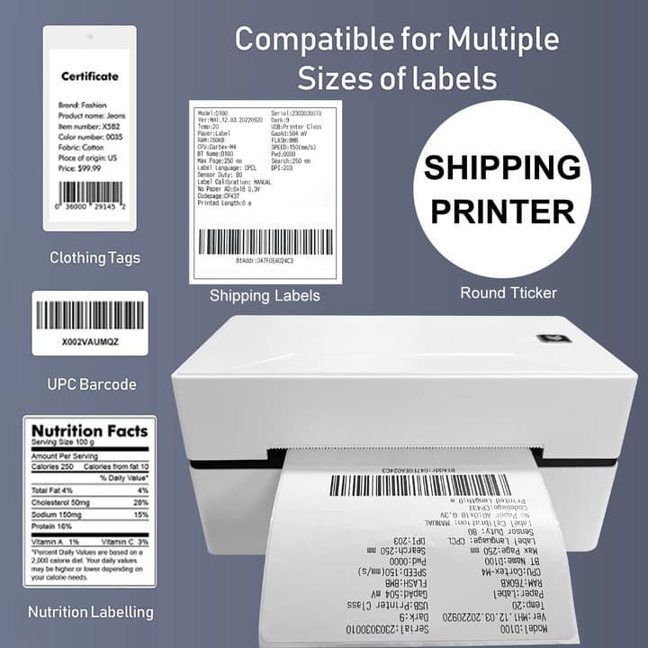 Bluetooth + PC Dual-Purpose Wireless Thermal 4x6 Label Printer