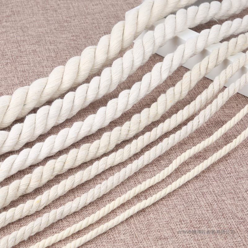 Three-strand cotton rope, DIY handcraft weaving, water pipe decoration rope, wear-resistant binding rope, air conditioning pipe rope, thick jute rope, white.