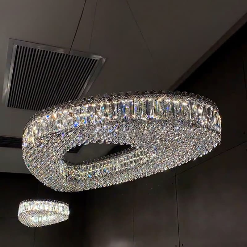 Designer Internet celebrity chandelier, dining room lamp, living room lamp, light luxury crystal lamp, high-end atmospheric apartment, large flat floor main lamp