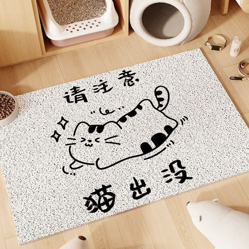 ins cute kitten square mat home pet special floor mat pvc silk circle cat litter box splash-proof floor mat wholesale