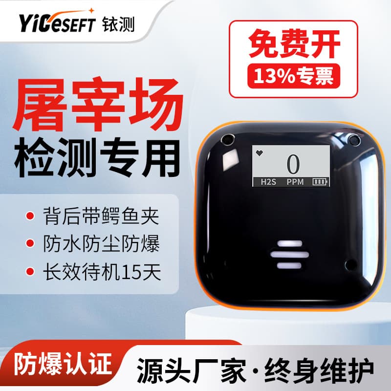 Slaughterhouse Hydrogen Sulfide Content Detector, Sewage Gas Detection Alarm with Portable Explosion-Proof Sound and Light