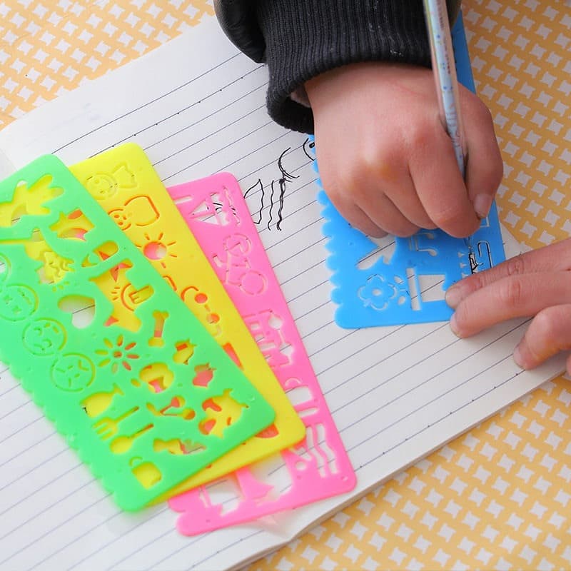 Creative Children's Multifunctional Educational Kaleidoscope Ruler Cute Student Stationery Drawing Practice Art Set Ruler