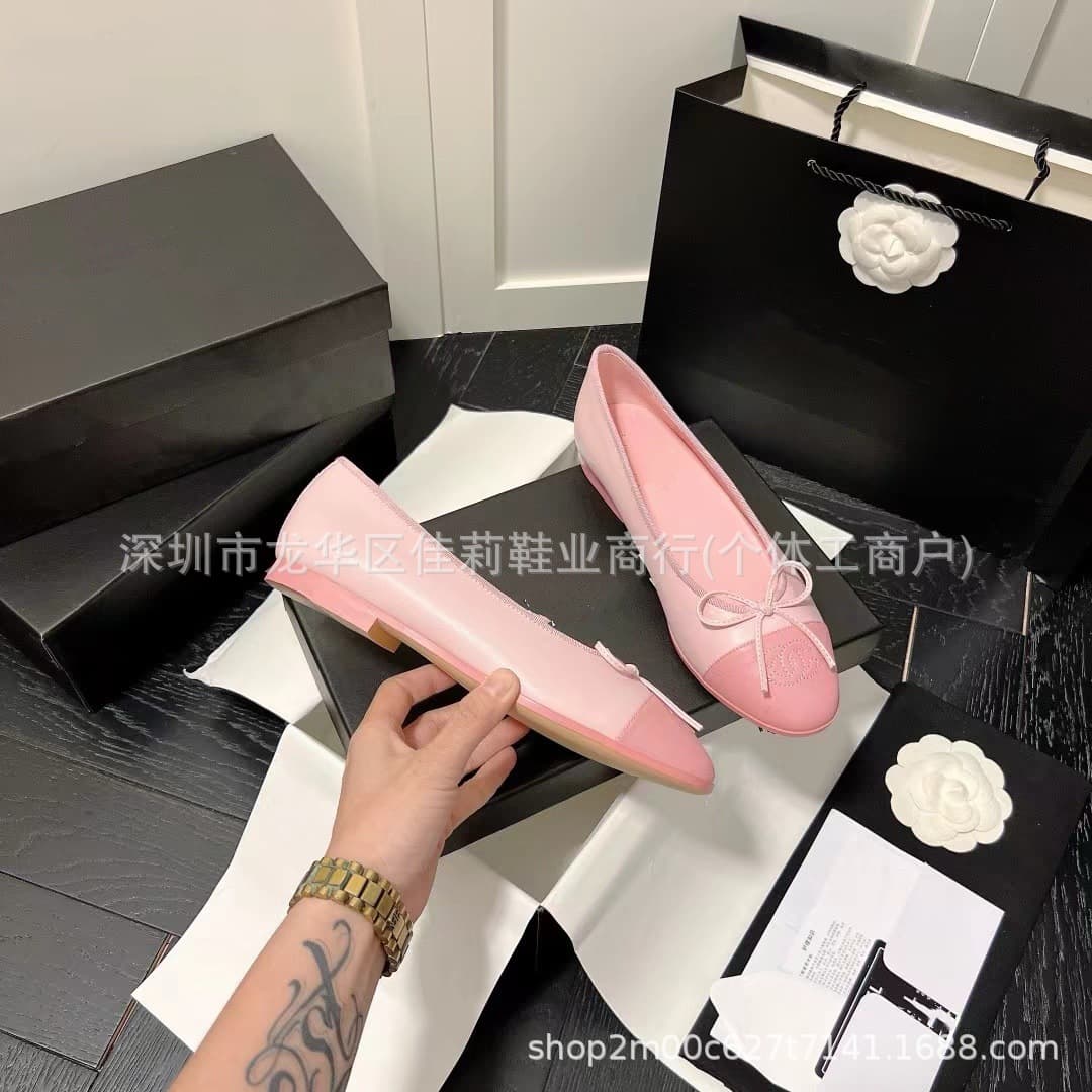 High Version Xiaoxiangfeng Bow Ballet Flats Women 2025 New Color Block Flat Shoes Slip-On Lazy Shoes