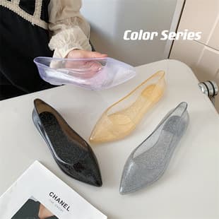Cross-Border Summer Fashion New Pointed Toe Women's Sandals, Trendy Jelly Casual Flat Sandals for Women