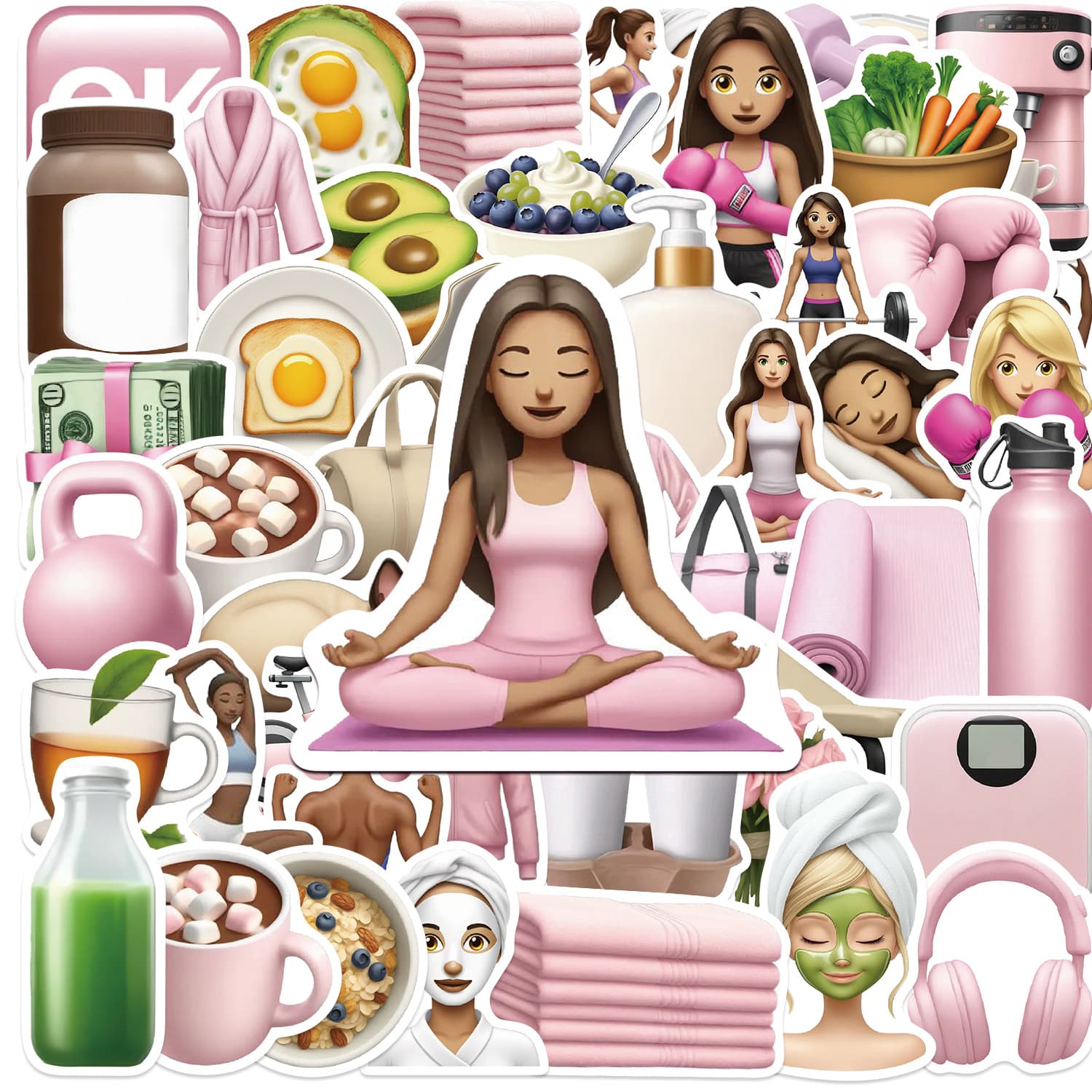 50 sheets of GYM fitness girl creative graffiti stickers cartoon DIY decoration mobile phone case suitcase diary waterproof
