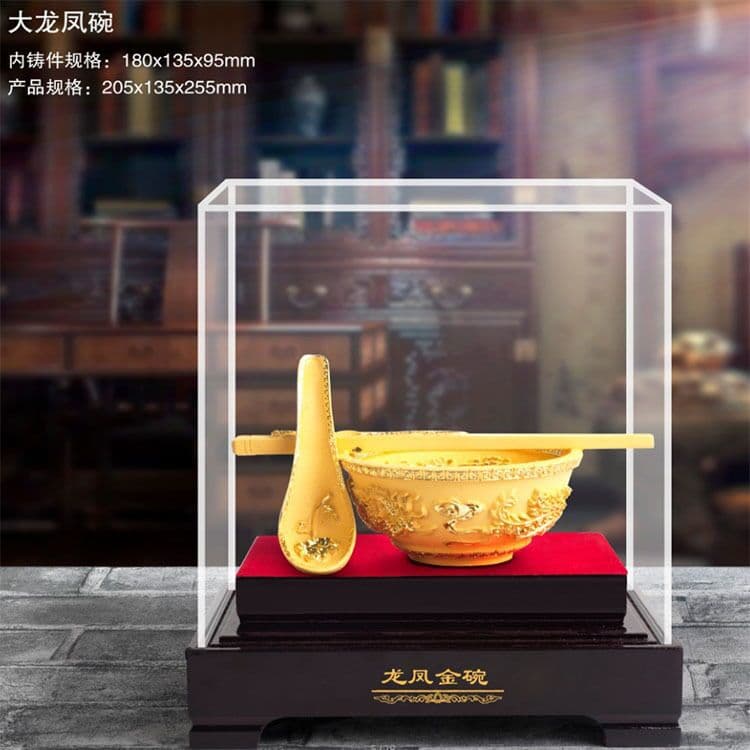 Velvet sand gold gold bowl ornaments gold bowl TOEFL gold bowl and chopsticks big dragon and phoenix gold bowl will sell insurance gifts opening event