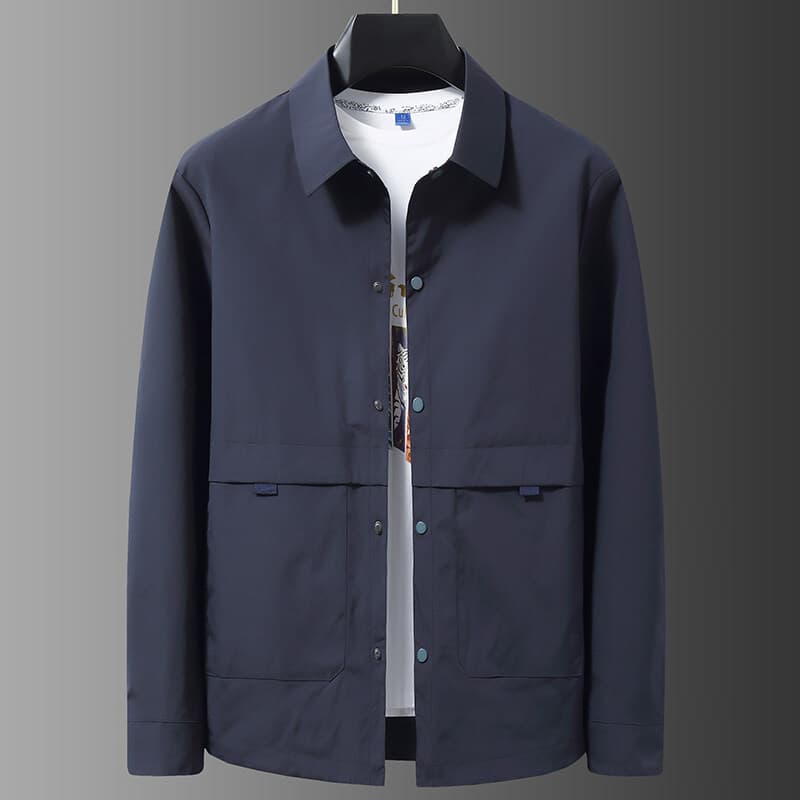 2026 Plus Size Trendy Fat Man's Shirt Collar Jacket Men's Fashion Casual Loose Turn-Down Collar Jacket