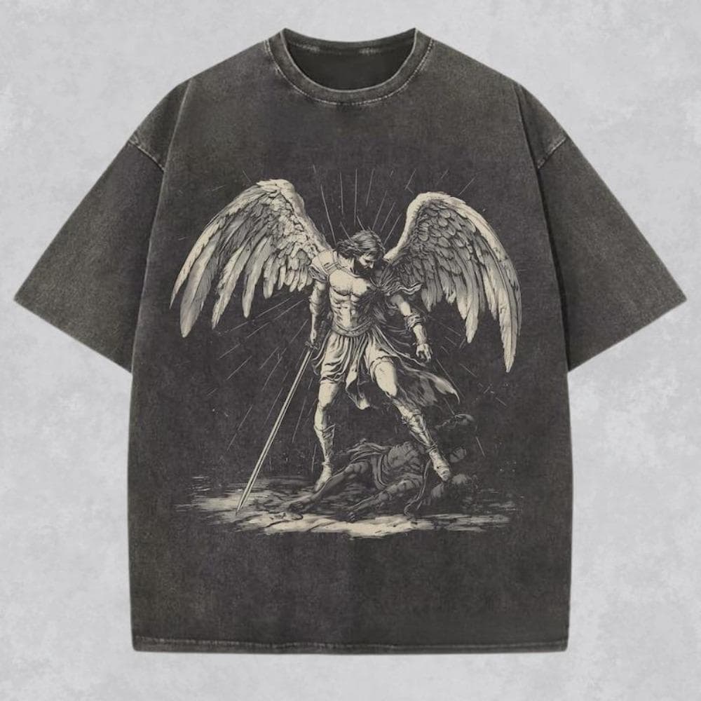 European size cotton Archangel Michael Christian Faith Catholic Streetwea