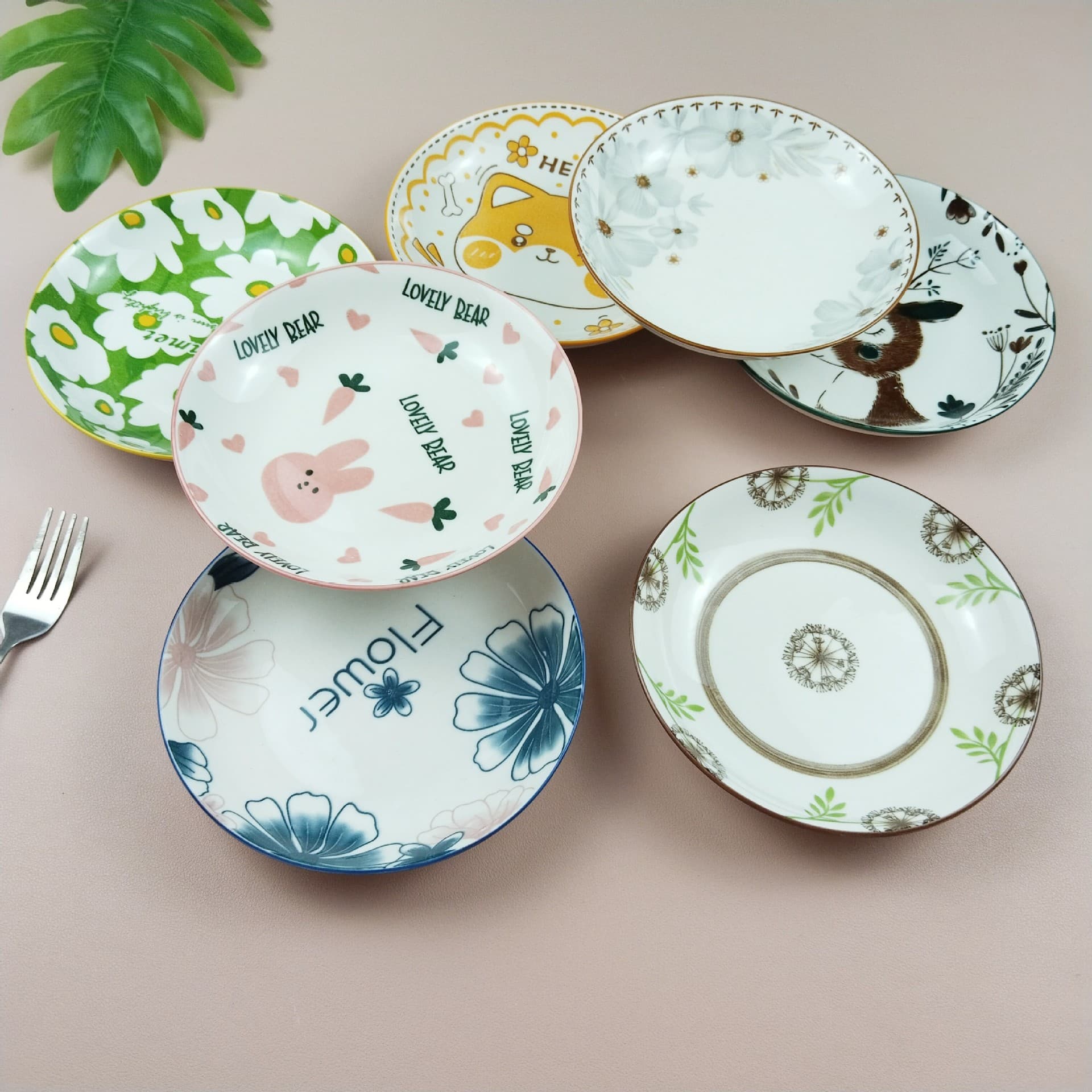 High-looking underglaze color 6.25-inch household ceramic small plate fruit plate vegetable plate salad plate creative ceramic plate