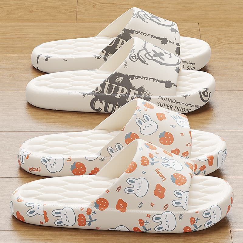 EVA Slippers for Men, Summer Soft Sole Cartoon Outdoor Slippers, Women's Anti-Slip Home Printed Summer Slippers, Wholesale