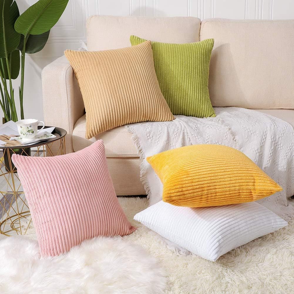 Amazon Plush Corrugated Stripe Pillow Cover 2.5 Stripe Corduroy Ins Cushion Sofa Back Cushion AliExpress Cross-Border Comfort