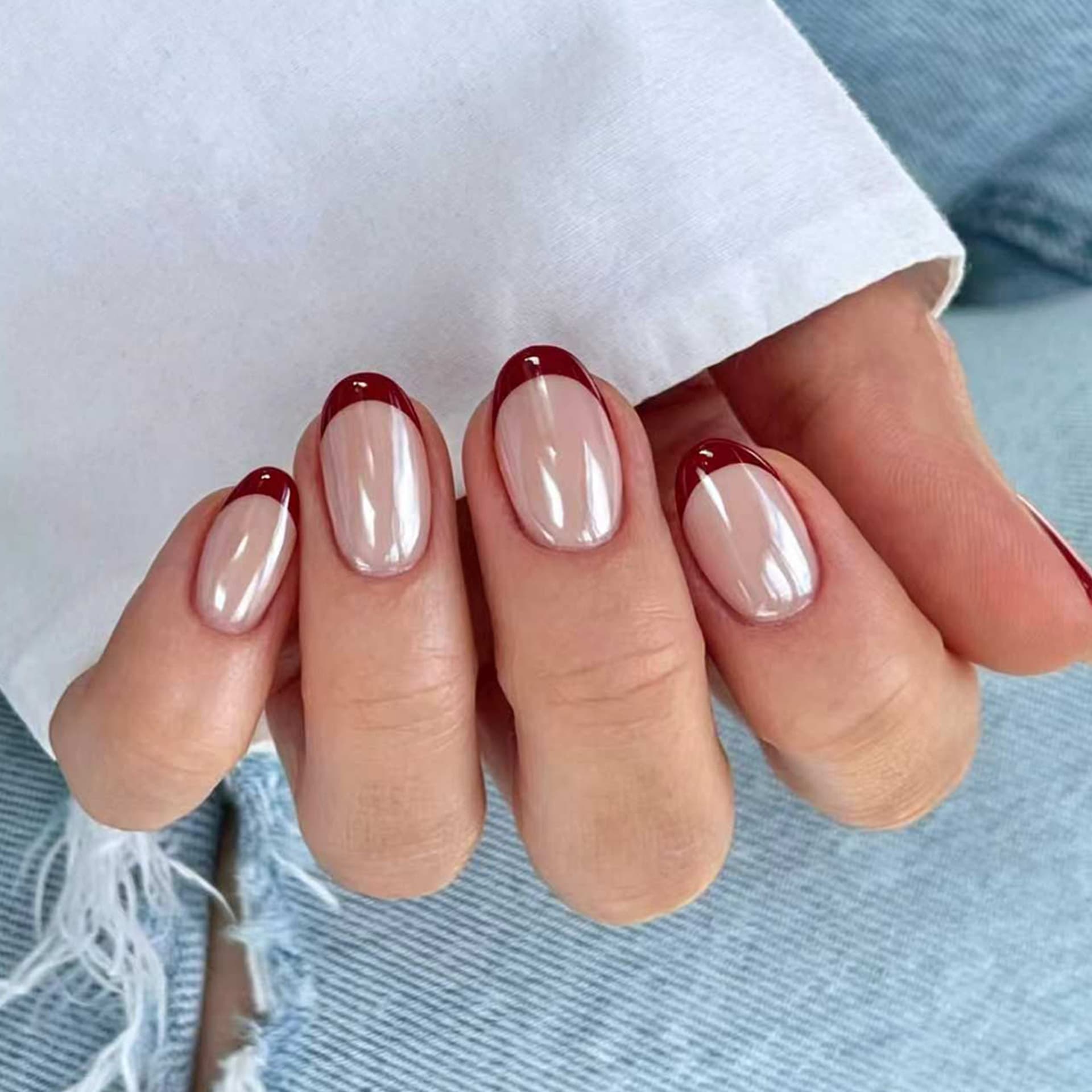 Lefan Nail Polish Coating Red French Press-On Nails Short Short Square Round Nude Export False Nail Tips Wholesale