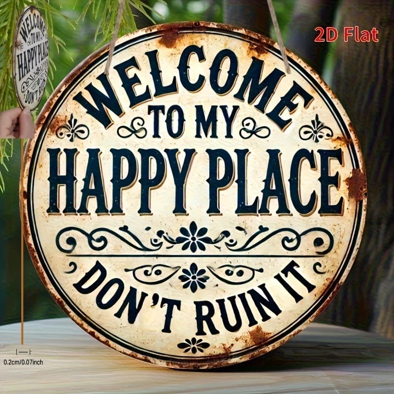 Cross-border Round Wooden Welcome Sign Door Hanger Decoration for Bedroom, Kitchen, Restaurant, Bar, Outdoor Courtyard, Garden Decor