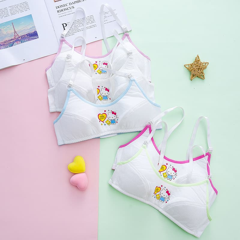 Wireless Bra for Teenage Girls Breathable Underwear Developmental Stage Cute Cartoon Design Comfortable Cotton Student Chest Wrap