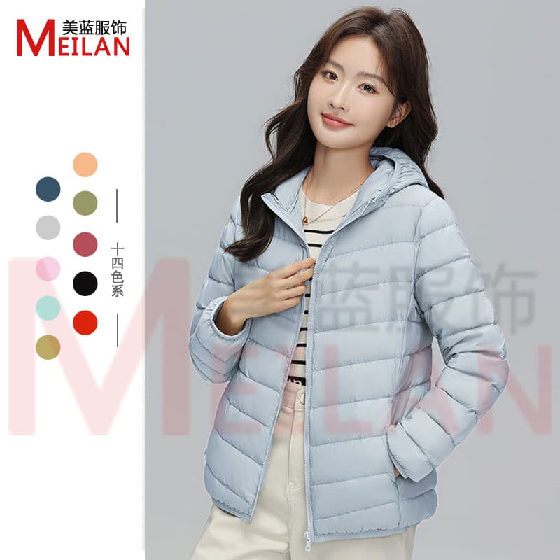 90% Down Women's Hooded Down Jacket Lightweight Short Style Plus-Size Chic White Duck Down Outerwear, Pinghu Down Jacket Wholesale