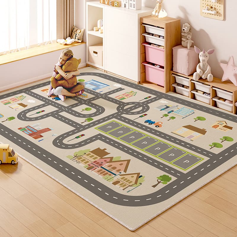 Parking Lot Mat for Children's Room, Bedroom, Educational Play Area, Reading Area, Winter Carpet