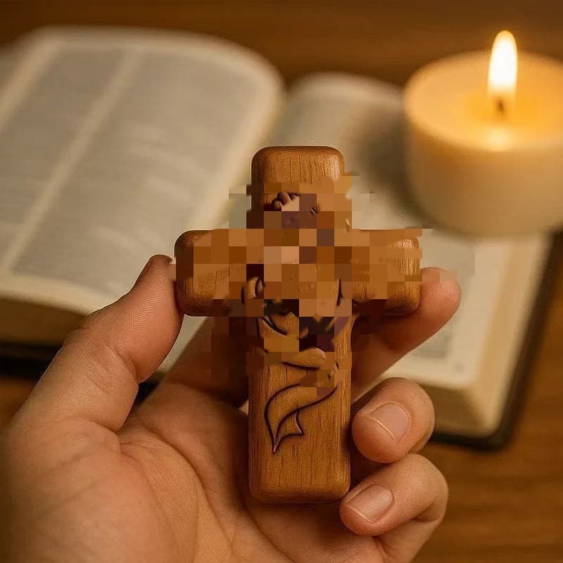 Cross-border New Product Prayer Cross Gift Silent Embrace of American Faith Cross Ornament Wooden Craft