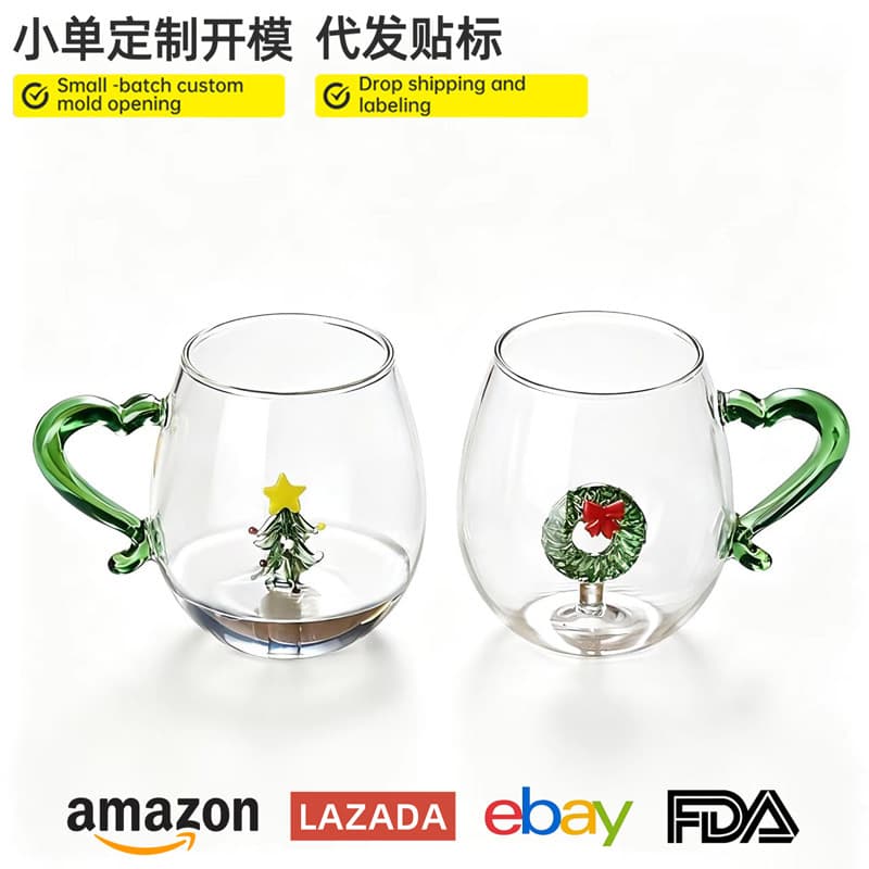 Creative Christmas glass snowman Christmas tree single-layer cup household high borosilicate glass juice milk breakfast cup