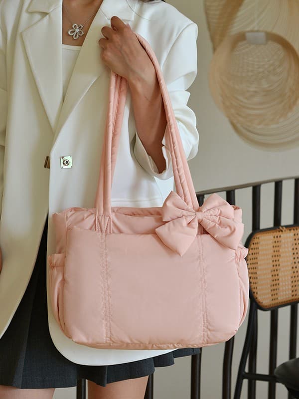 Amazon bestseller winter down cotton tote bag, large capacity shoulder bag, fashionable versatile commuter bag, yoga bag