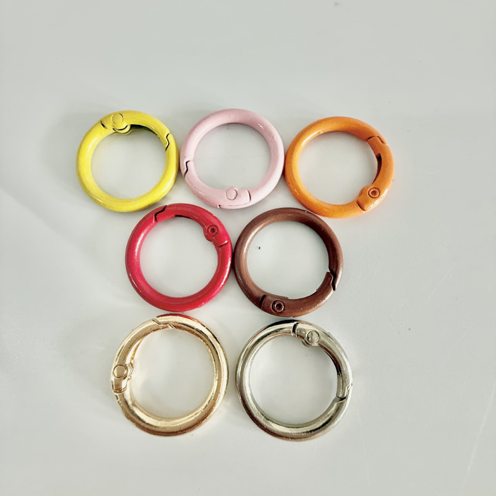 Enamel colored spring rings, quick-release zinc alloy rings 23mm, metal spring clasps for DIY accessory parts.