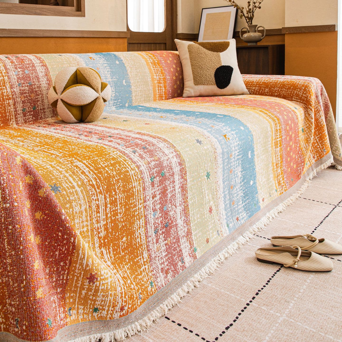 American-style sofa cover, all-season, 2026 new rural vintage chair cover, one-piece full sofa throw blanket