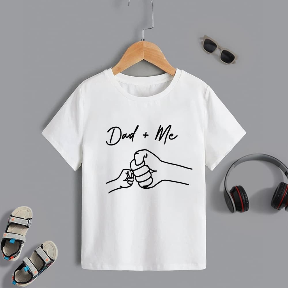 TEMU cross-border European and American boys short sleeve T-shirt "Dad + Me" printed summer new casual round neck children's clothing